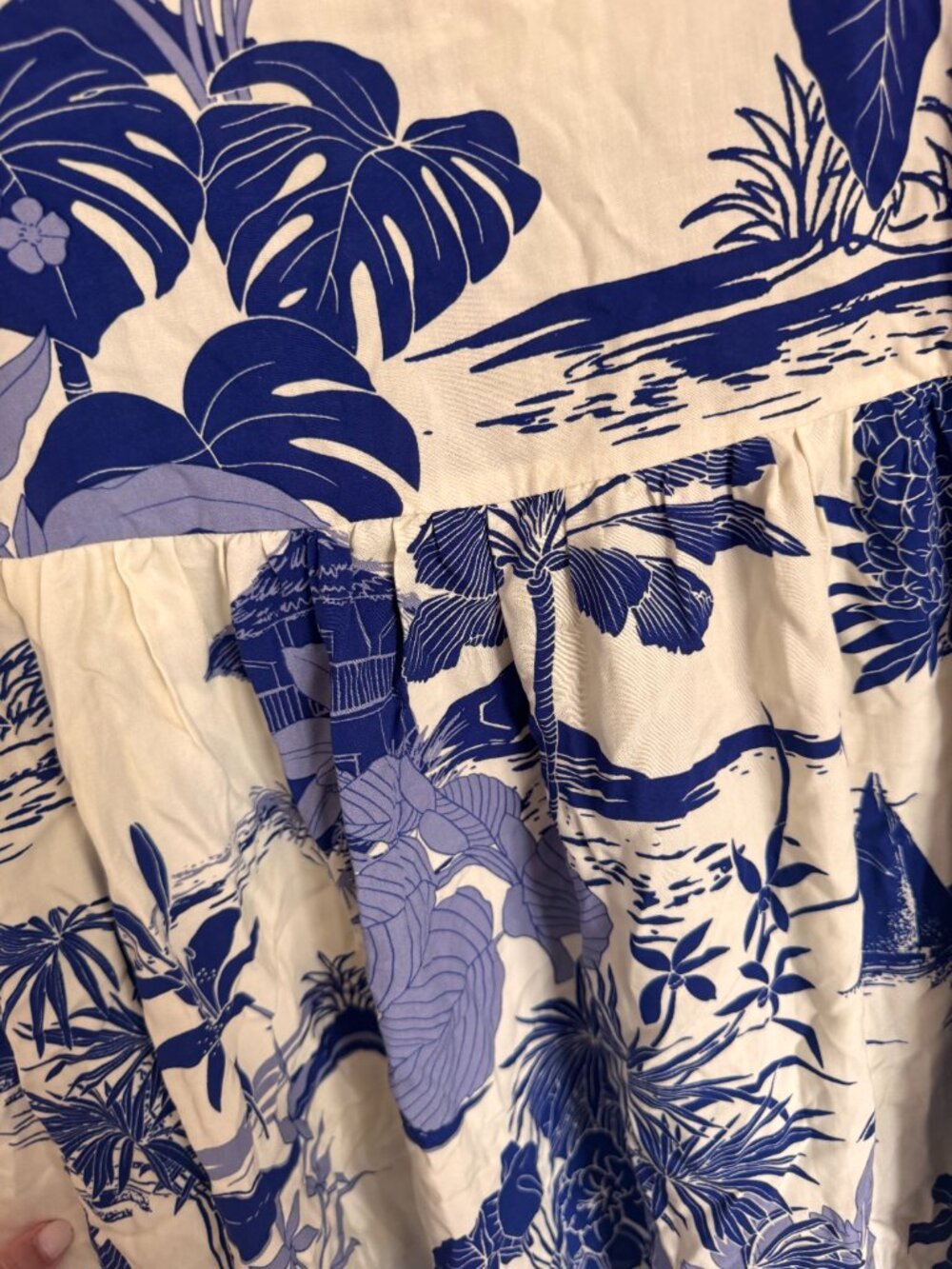 Label of Love Women's Blue and Cream Front Tie Beach Cover Up - Picture 7 of 10